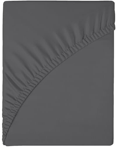 wyewye Lenzuolo con angoli 160 x 200 x 25 cm, tessuto in microfibra, restringimento e non sbiadisce, grigio scuro