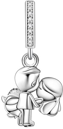 YUMINN Dancing and Kissing Charms 925 Sterling Silber für Armbänder und Halsketten Anhänger Perlen Valentinstag Muttertag Schmuck Geschenke für Frauen
