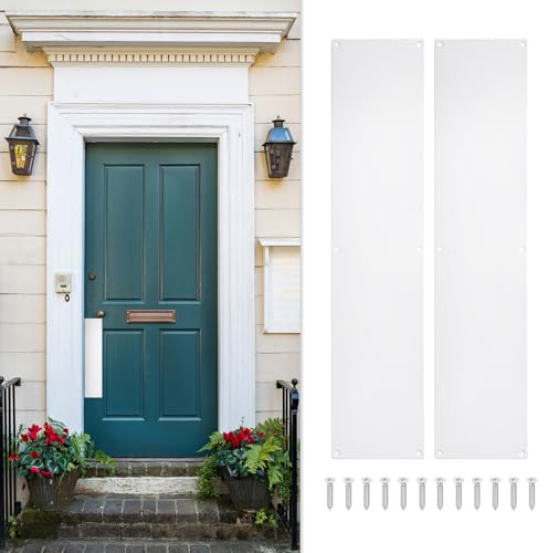 Sourcing Map 2pcs Aluminum Door Push Plate, 4 x 16 Inches, White, Modern Style, Easy Install, Enhanced Security