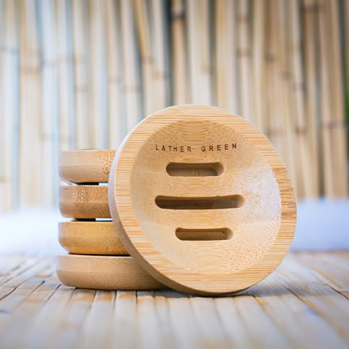 LATHER GREEN - Bamboo Soap Dish & Shower Steamer Holder, Soap Tray and Shower Steamer Tray Eco-Friendly with Drainage, Durable Design
