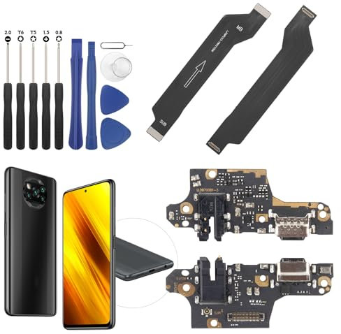 RongZy Ladebuchse für Xiaomi Poco X3 USB Dock Connector für Xiaomi Poco X3 Pro Flat Flex Kabel Kompatibel mit Xiaomi Poco X3 NFC Mainboard FlexKabel