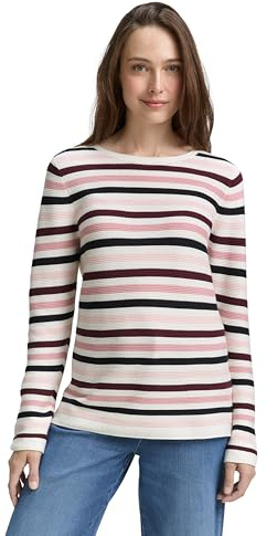 TOM TAILOR Damen Strickpullover aus Bio-Baumwolle Pullover, 38584-rose Ottoman Knit, M