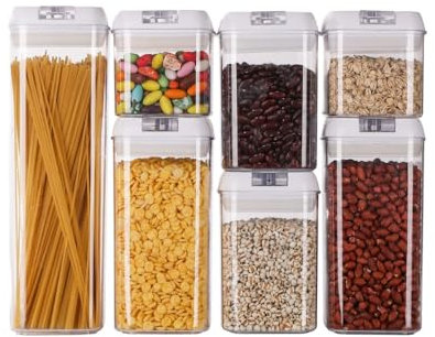 GENERIX 7-Pack Airtight Food Storage Containers – BPA-Free Stackable Plastic Kitchen Pantry Organizer Set with Lids – Meal Prep, Dry Food, Cereal, Flour & Snack Storage Solution