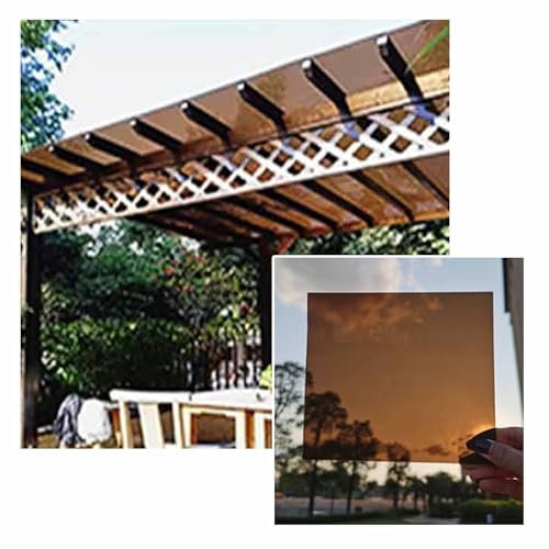 Planchas policarbonato transparente Lámina de policarbonato para techos láminas de techo transparentes de 1,2 mm de espesor para patios, particiones y toldos(Brown,0.8x3m/2.62x9.84ft)