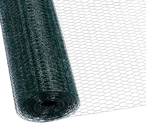 CCLIFE Hühnerzaun Geflügelnetz , Maschenweite 45 mm , Höhe 100 cm , Länge 15/25/50 m , PVC-Beschichtet Grün