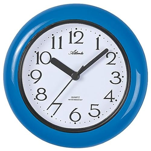 Atlanta Badezimmeruhr zum Hängen oder Stellen Wasserdicht Quarz Analog - 454/5 (Blau)
