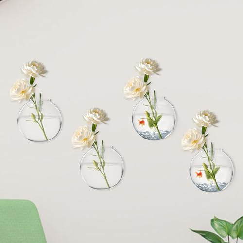 2 Stück Wandbehang Blumenvase Pflanzgefäß Vase en Verre Mural et Créatif Hängende Wand-Pflanzgefäß Conteneur Suspendu Hydroponique Végétal für Home Office Dekor(2)