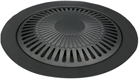 Barbecue Grill Plate Stove Top Cast Iron Griddle Plate Grill Top Korean-Style BBQ Pans Non-Stick Indoor Stovetop Round Pan Camping Fire Pit Accessory