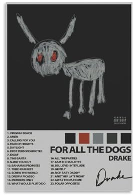 Leinwanddruck For All The Dogs Drake AlbumArt von Ölgemälden, Reproduktion, moderner Leinwanddruck, Kunstwerk, abstrakte Landschaftsbilder, gedruckt auf Leinwand, Wandkunst für Zuhause, Büro