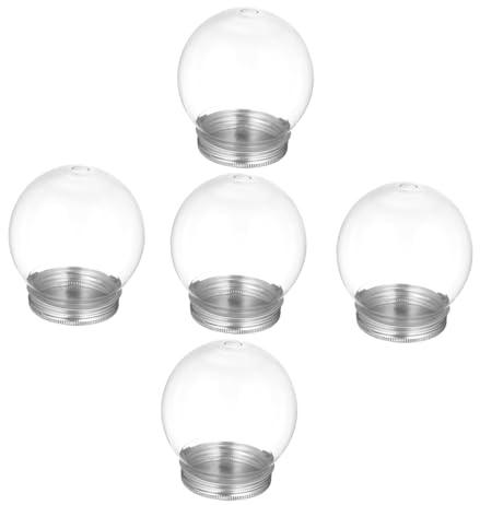 5 Stück Transparente Schneekugel Bonbonflaschen 150ml mit Deckel | Dome Form, Pet und Aluminium, Klare Ausführung, zum Zeigen von Süßigkeiten und Dekoobjekten