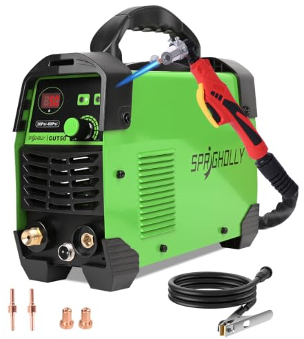 SPRIGHOLLY CUT50 Plasmaschneider Kontaktbetrieb 50A 240V | Tragbar, max. 16 mm Schnitttiefe, 10 mm sauberer Schnitt, einfache Bedienung, Überhitzungsschutz, für Einsteiger