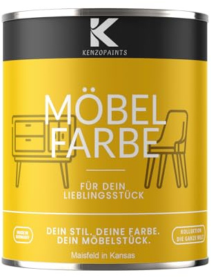 KENZOPAINTS Möbelfarbe 750ml. Seidenmatt Möbellack Buntlack Innen und Außen Holzfarbe Trendfarben DIY (1, Maisfeld in Kansas, 750ml.)