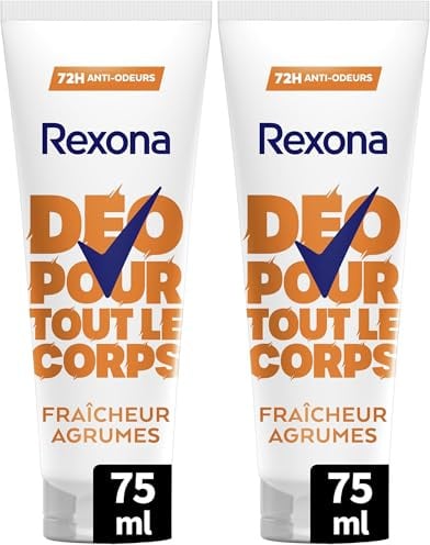 Rexona - Déodorant pour Tout le Corps - Crème - 72h de Protection - Fraîcheur Agrumes - 75ml (Lot de 2)