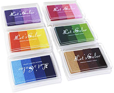 Craft Bunt Tinten-Auflage, Tinte Kissen Regenbogen, Stamp Pad Fingerdruck f¨¹r Scrapbook, Malerei Hochzeit Kinder Geburtstags-Gastgeschenke - 6er Set