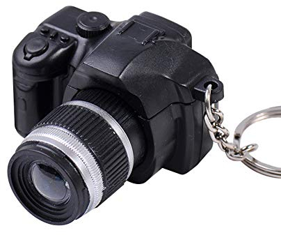 Porte-clés créatif en Forme de Mini Appareil Photo Reflex numérique avec Son et lumière LED, Lampe Torche à LED, Noir