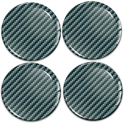 Biomar Labs® 4 x 60mm Aufkleber 3D Silikon Schwarz Silber Design Kohlenstoff Carbon Für Radkappen Nabenkappen Radnabendeckel Rad-Aufkleber Nabendeckel A 10660
