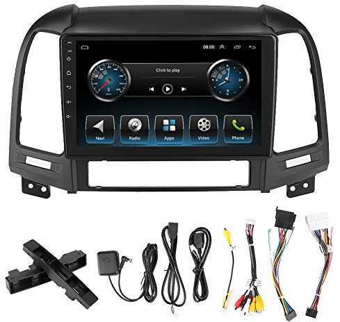 9in 2din Navegación GPS Reproductor Mp5 Reproductor Multimedia Mp5 con Pantalla Táctil para Coche Estéreo de Coche con Pantalla Táctil para Android 9.1 Apto para Santa Fe 06-12