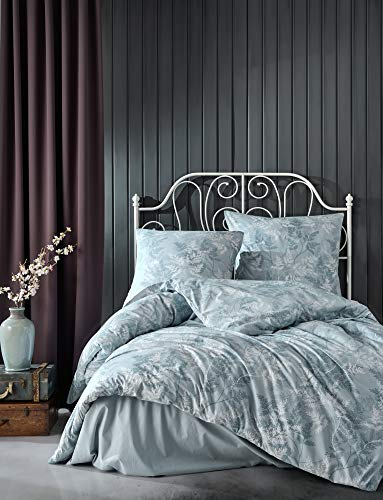 ZIRVEHOME Bettwäsche 135x200 cm. 4 teilig Set, Mint grün, Baumwolle, Bettbezug, Natur V1