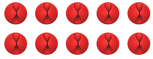 Lifeswonderful - Pack of 10 - Self-Adhesive Charger USB Cable Cord Wire Clip Holders Desk Tidy Ties (Red)