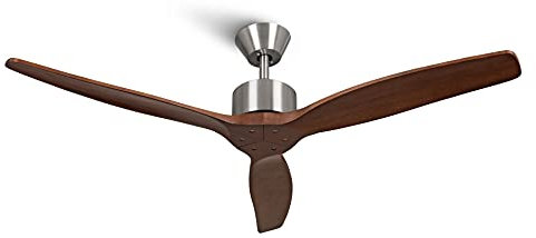Mellerware - Ventilatore da soffitto con telecomando Brizy! | Potenza 45 W | Ultra silenzioso | 3 pale | Diametro 132 cm | 6 velocità | Timer | Legno Scuro