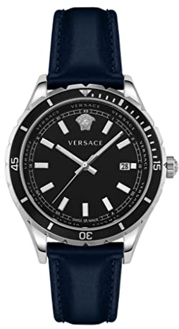 Versace Herren Analog Quarz Uhr mit Leder Armband VE3A002 20