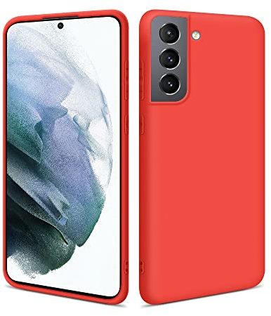 HSP Hülle für Samsung Galaxy S21 FE 5G [Staubabweisend] Handyhülle | Premium TPU Silikon Case Schutzhülle | Kratzfest Stoßfest Fallschutz | Kabelloses Laden Kameraschutz Passgenau Dünn Matt | Rot