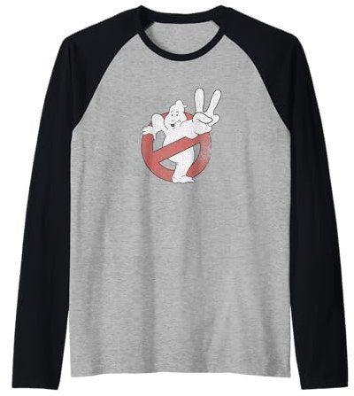 Ghostbusters Distressed Logo Ghostbusters II Retro Movie Raglan Baseball Tee