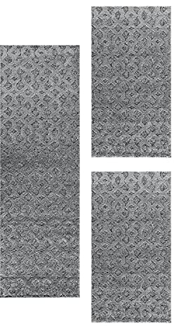 HomebyHome Bettumrandung Schlafzimmer 3 teilig Teppich Grau-1 - Waschbarer Bettumrandung Teppich Läufer Set Extra Flauschig Bettvorleger Schlafzimmer Bettset:2 St. 80x150 cm | 1 St. 80x250 cm