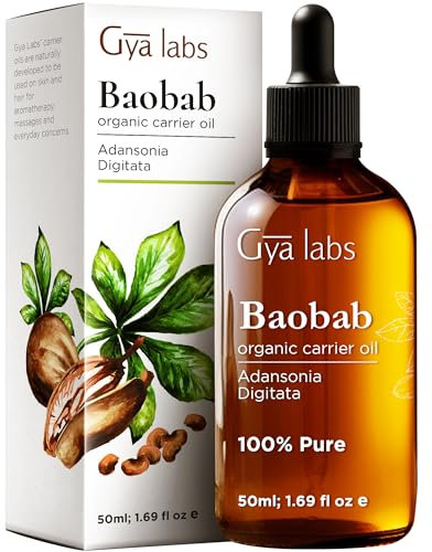 Gya Labs Bio-Baobaböl für Haare, Haut & Gesicht - 100% Reines Natürliches Unraffiniertes Baobab-Trägeröl, Beruhigend & Nährend (50 ml)