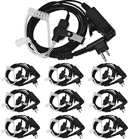 HYS Radio Oreillett Compatible avec Motorola CP040 DP1400 XT420 Talkie Walkie, Microphone avec Écouteur, Tube Acoustique Transparent Oreillette (10 Pcs)