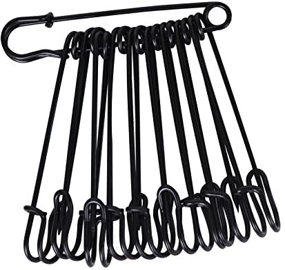 Bleiou Lot de 50 épingles à nourrice robustes en acier, Grosses épingles de sureté pour couvertures, vêtements, jupes, kilts, travaux manuels (Noir)