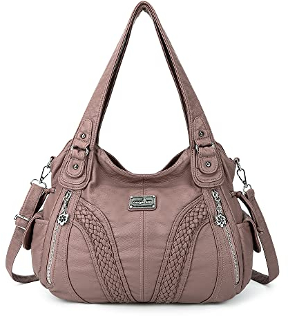 AngelKiss Handtasche Damen Schultertasche Multifunktionale Umhängetaschen Wasserdicht PU Veganes Leder mit Reißver Schlusstaschen
