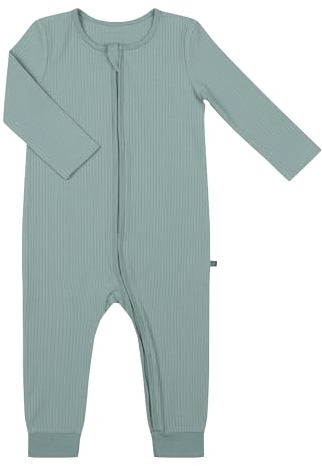 emma & noah Baby Schlafanzug, Weicher & Atmungsaktiver Strampler für Neugeborene, Oeko-TEX Zertifiziert, Langarm Pyjama mit Reißverschluss für Jungen & Mädchen, Ohne Füße (Essential Mint, 92 cm)
