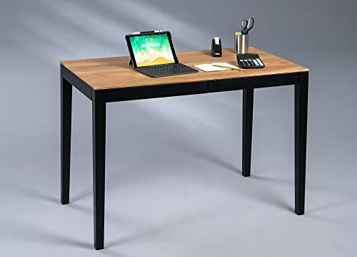 Beauty.Scouts Schreibtisch Soraya 110 x 75 x 65 cm Wildeiche Buche Massivholz braun schwarz 2 Schubladen