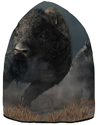 Herren Damen Beanie Mütze Tiere Büffel Bison Beanie Cap Thermo Uhr Cap Unisex Kopfbedeckung Totenkopf Kappe Manschette Hut Wintermützen Mehrfarbig, mehrfarbig, Einheitsgröße