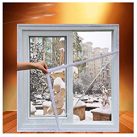 IBOWZ Película Aislante para Ventana o Puerta Película de Aislamiento de Ventana, Lona Transparente Parabrisas Sellado Aislamiento acústico Película de Ventana Cortinas de Aislamiento térmico Auto
