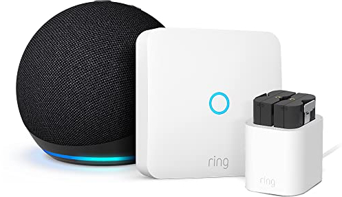 Ring Intercom - Gegensprechanlage mit zusätzlichem Schnellwechsel-Akkupack und Ladestation von Amazon | Fernentriegelung, Automatische Freigabe + Echo Dot (5. Generation, 2022), Anthrazit