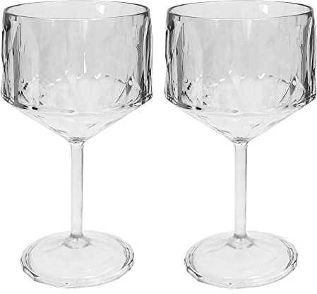 Koziol Superglas Club No. 15, 2 Stück, 400 ml, Cocktail- und Gin-Glas mit Stiel aus kristallklarem Kunststoff, luxuriös, unzerbrechlich, wiederverwendbar, Party, Camping,2er Set