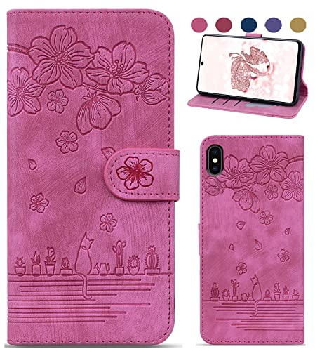 Bxithnr Handyhülle für iPhone XS MAX - Leder Klapphülle Mit Magnetverschluss, Standfunktion Und Kartenfach - Brieftasche Flipcase Cover - Rose