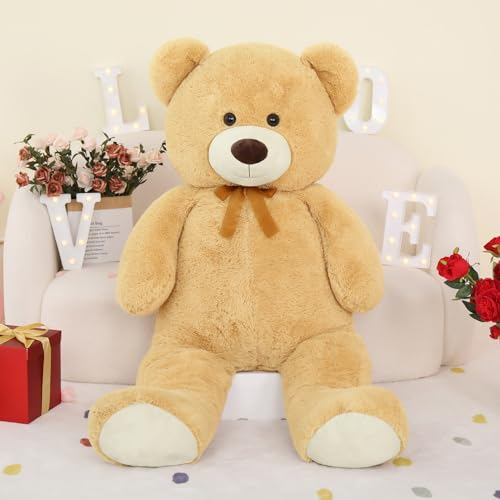 MorisMos Oso Peluche Gigante 130cm, XXL Kawaii Osito Osos de Peluche Grande Suave Bonito, Teddy Bear Regalo San Valentin para Niños Niñas Novia Esposa Cumpleaños Navidad (Marrón Claro)