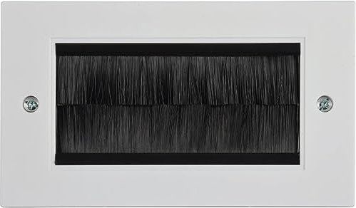 fiXte Double Gang Brush Plate for Cable Entry Exit White Face Plate with Black Brushes (4)