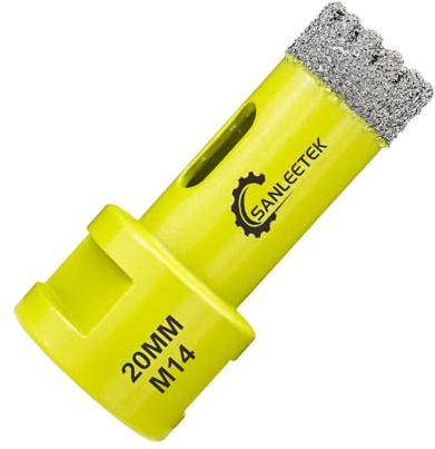 Broca de Diamante 20mm Dentado Sierra Perforadora de Diamante para Cerámica Porcelana Mármol Granito M14 Rosca SANLEETEK