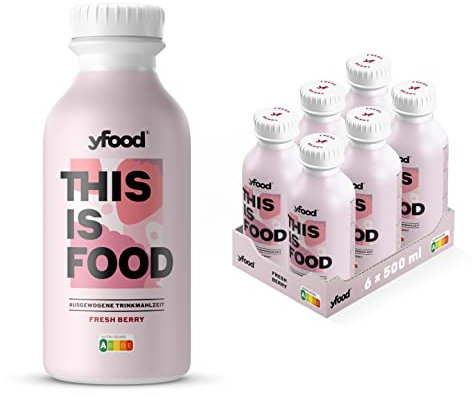 yfood Trinkmahlzeit Fresh Berry - 6 x 500 ml für unterwegs & stressige Tage - vollwertig & ready-to-drink mit 30 g Protein, Vitaminen & Mineralstoffen - inkl. 1,50 € Pfand