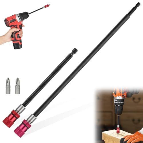 Rierousy 2Pcs Bithalter Magnetisch Lang 15CM/30CM Schnellwechsel Bithalter 1/4 Sechskantschaft Verlängerung Magnetische für Bohrmaschinen Schlagschrauber
