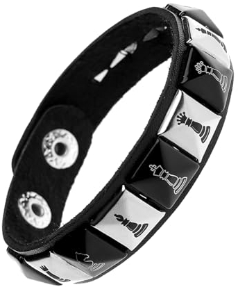 Eigso Mode PU Leder Punk Lederarmband für Männer Frauen klassische Schachbrett Vintage Armband für Mann Frau