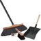 Novaliv Escoba de habitación con mango estable, mezcla de pelo de crin, cerdas suaves, 4 piezas, mango y recogedor de mano, juego de recogedor de metal negro