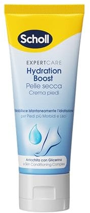 Scholl Crema Hydration Boost, Crema Piedi Arricchita con Urea, Glicerina e Skin Conditioning Complex per Idratare la Pelle Secca Idratazione Profonda per Piedi più Morbidi e Lisci, 75ml