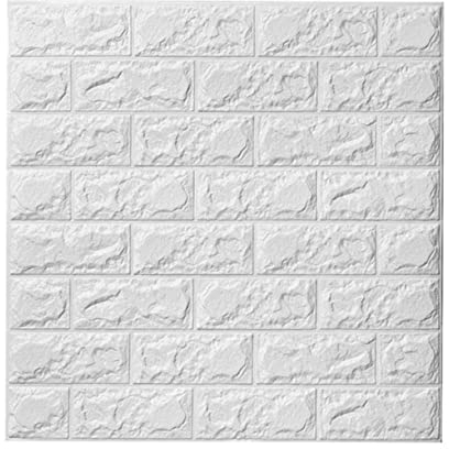 Mikikit Wandaufkleber 3d 3d-vintage-tapete Wand Dekoration Geprägte Ziegeltapete 3d-dekorplatten 3d-wandaufkleber 3d-tapete Für Wände Panel-aufkleber Oder Tapete Weiß Steinziegel Tafel