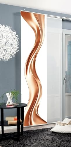 HOME WOHNIDEEN Schiebegardine Oakley, Seidenoptik 245x60 cm, Wellenmotiv, mit Zubehör, Farbe:Rose, Größe:245 x 60 cm, Anzahl:6er Set (3X, 3X)