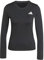 adidas Women's Train Essentials Long Sleeve 3-Stripes Workout Top, Black/White, XL